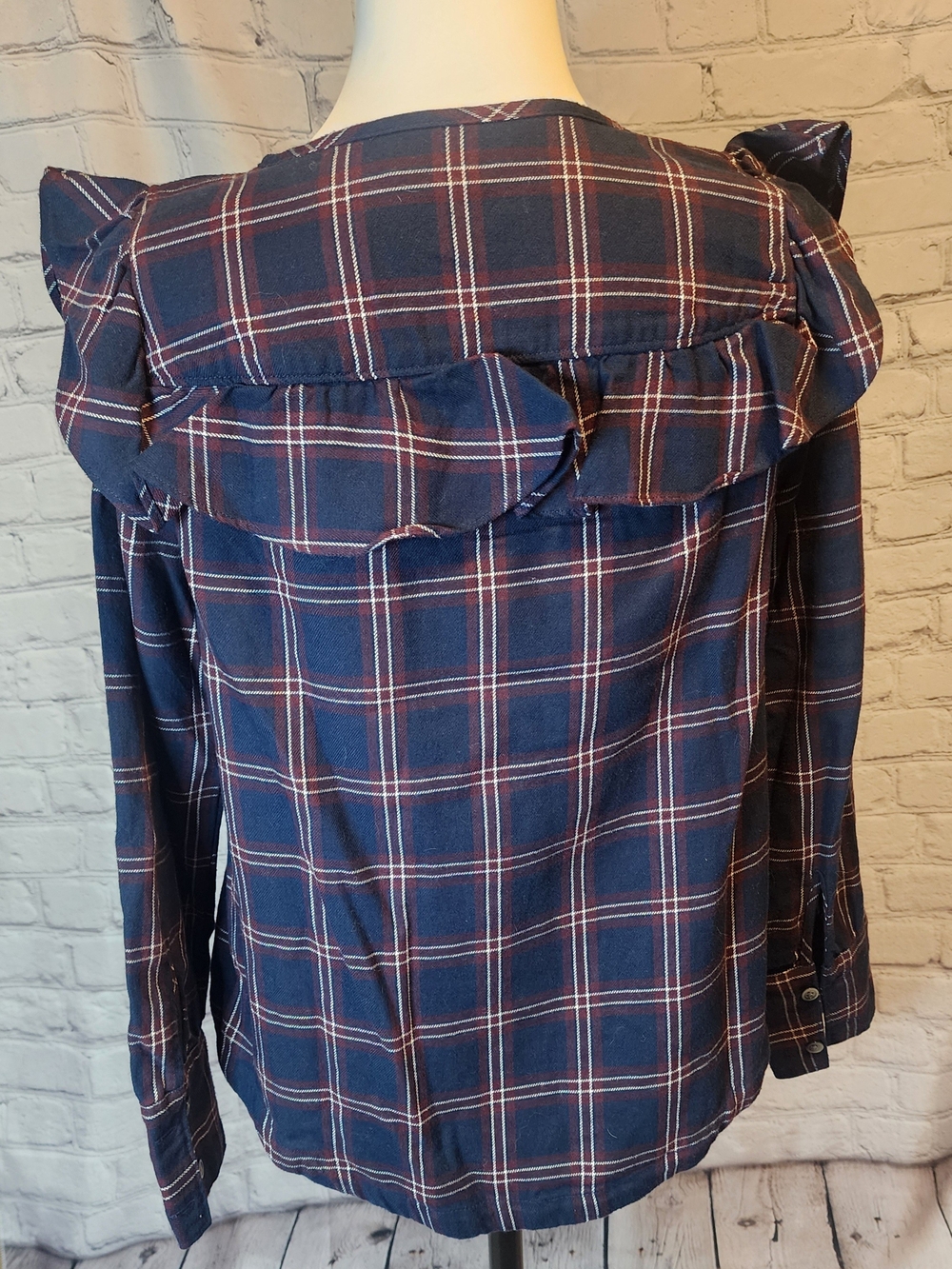 Madewell Navy and Burgundy Plaid Blouse - Picture 5 of 5